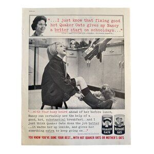 Vintage 1961 Quaker Oats Breakfast School Days Food Advertisement Print Ad
